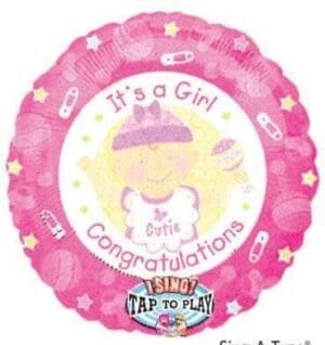 28" IT'S A GIRL CONGRAT SINGING MYLAR-0