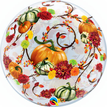 22" Autumn Floral & Pumpkins Bubble-0